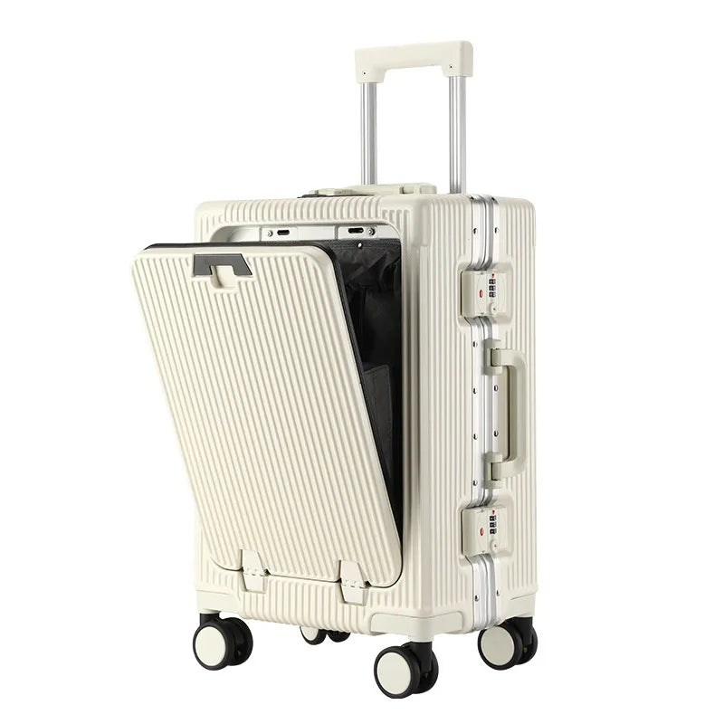 Front Opening Luggage With USB & Cup Holder