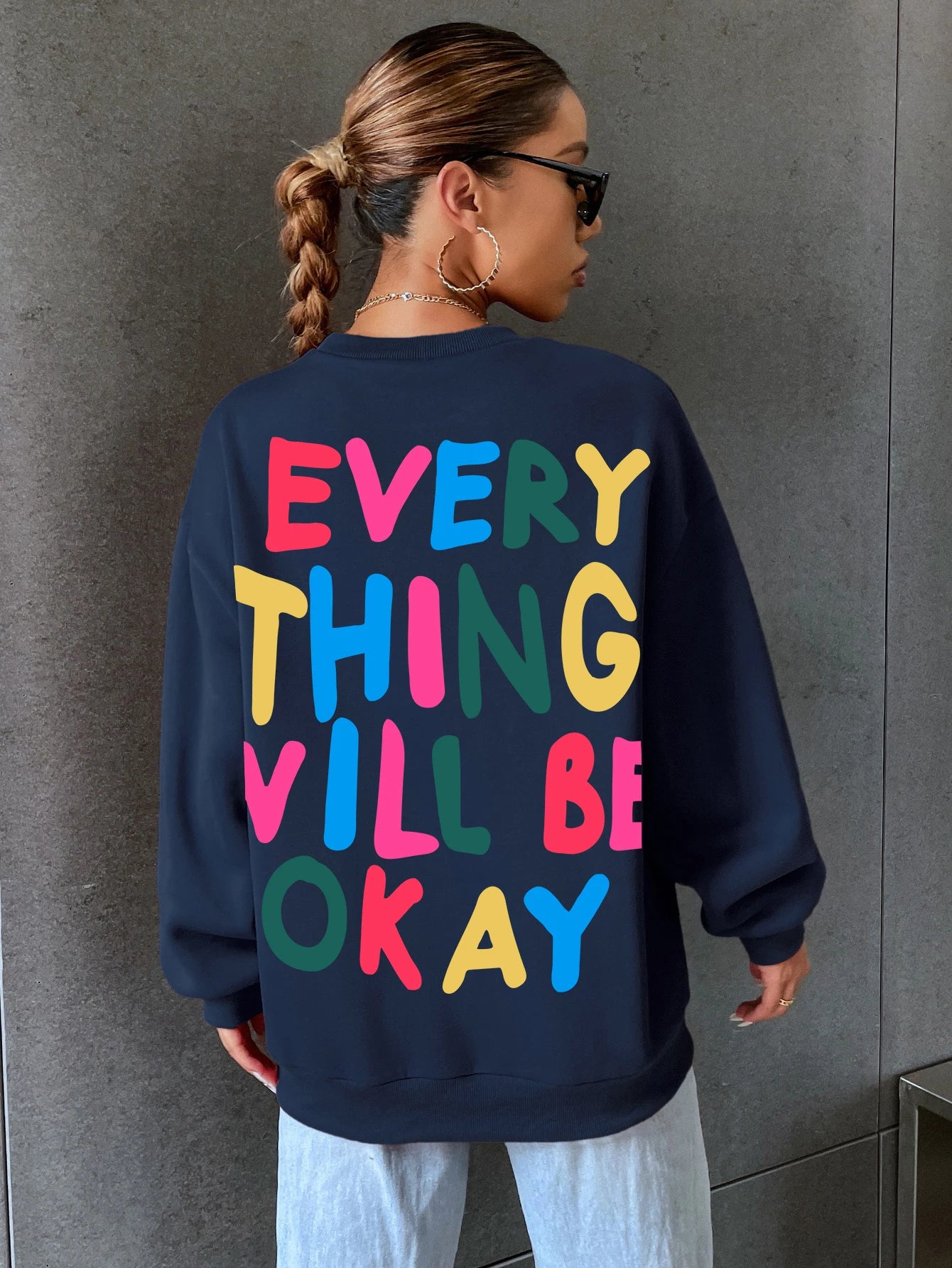 Women's Everything Will Be Okay Letter Printed Hoodie