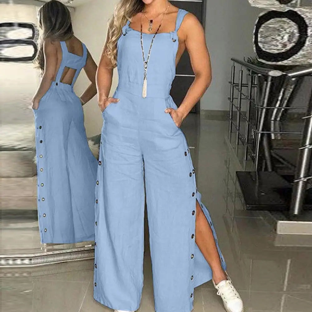 Women's Sleeveless Wide Leg Jumpsuit