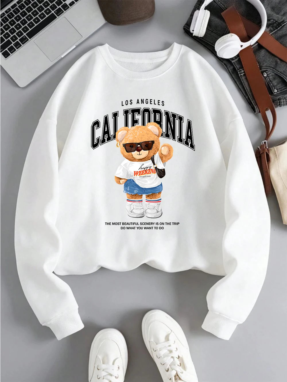 Womens Pullover California Letter Sweatshirt