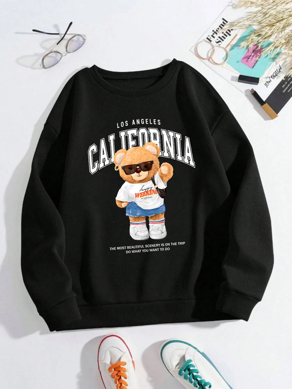 Womens Pullover California Letter Sweatshirt