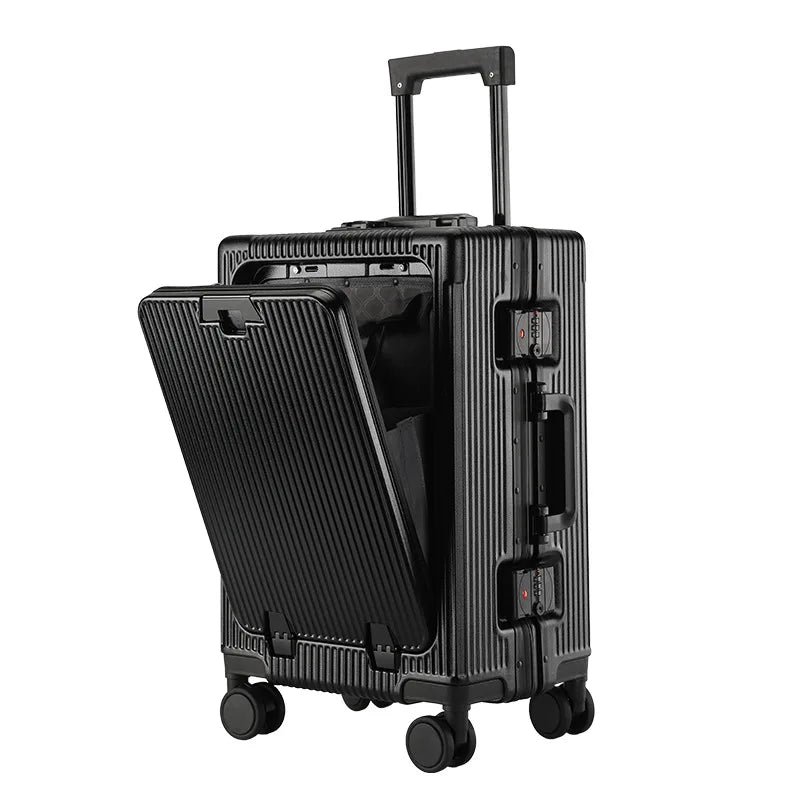 Front Opening Luggage With USB & Cup Holder