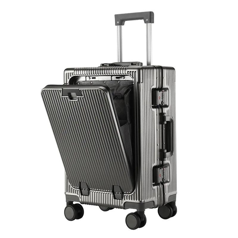 Front Opening Luggage With USB & Cup Holder