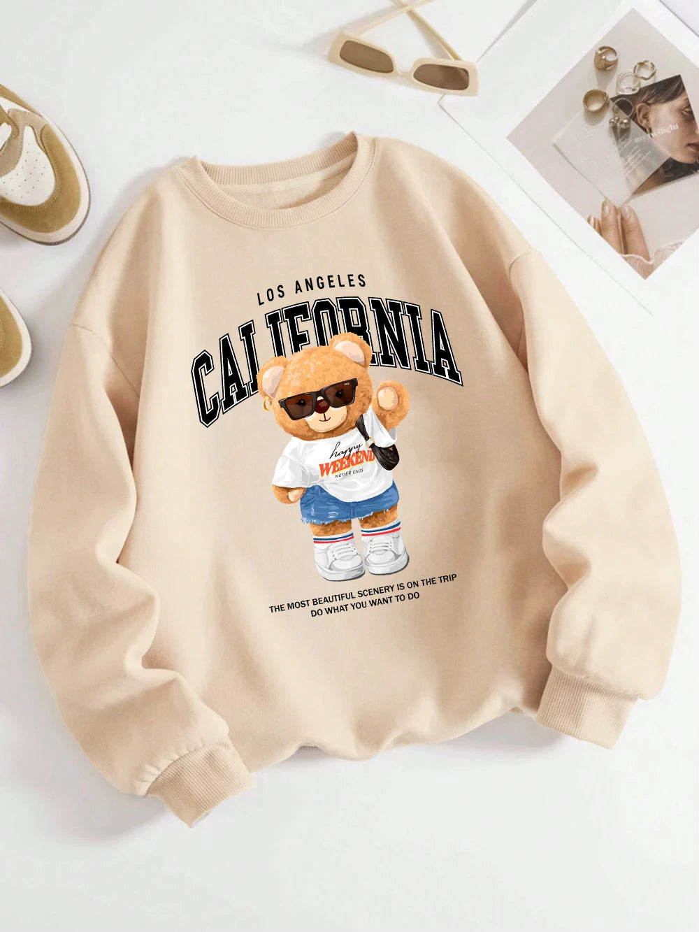 Womens Pullover California Letter Sweatshirt
