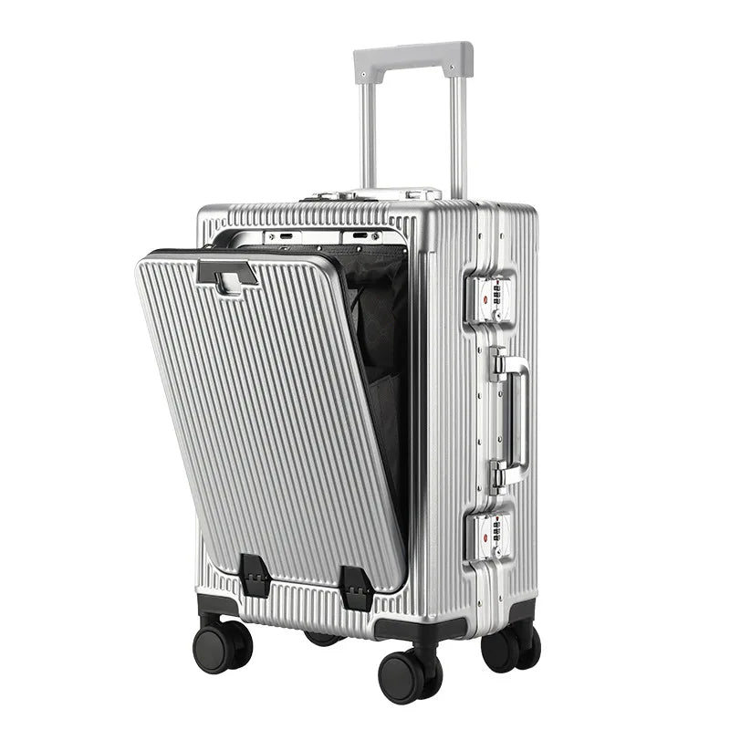 Front Opening Luggage With USB & Cup Holder