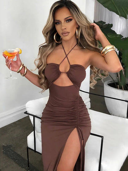 Sleeveless Midi Backless Dress