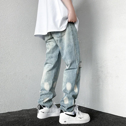 Men's Splashing ink Ripped Baggy Jeans