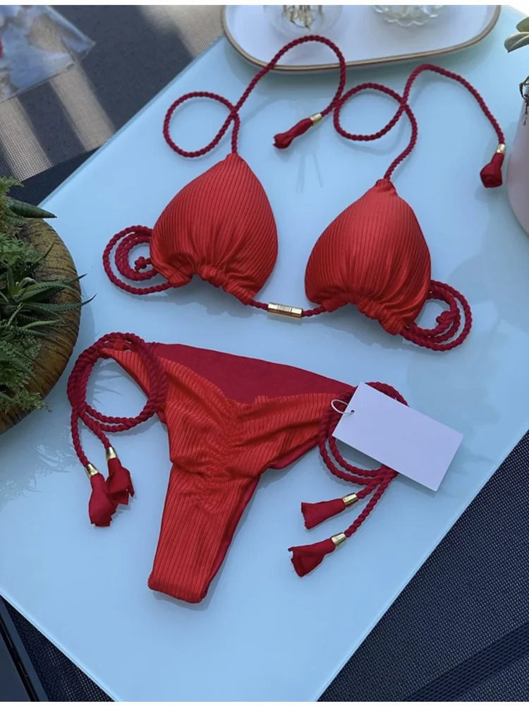 Women's Backless Rope Bikini