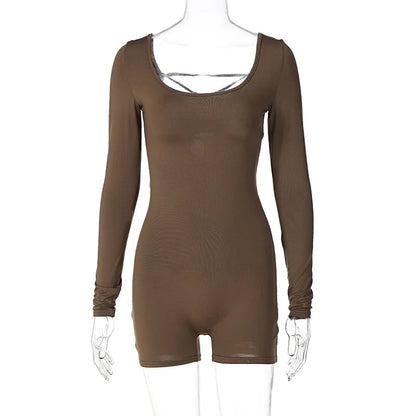 Women's Long-Sleeved Backless  Jumpsuit