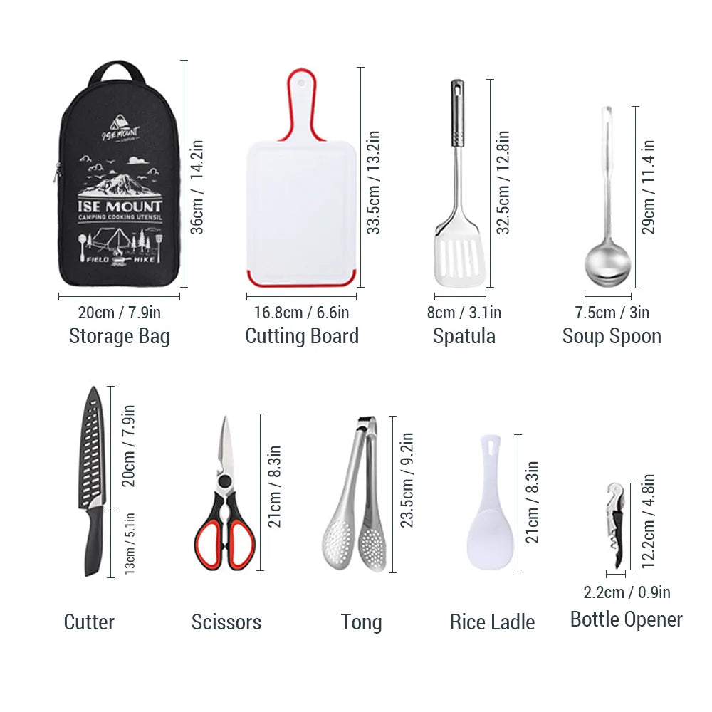 9pcs Portable Travel Utensils
