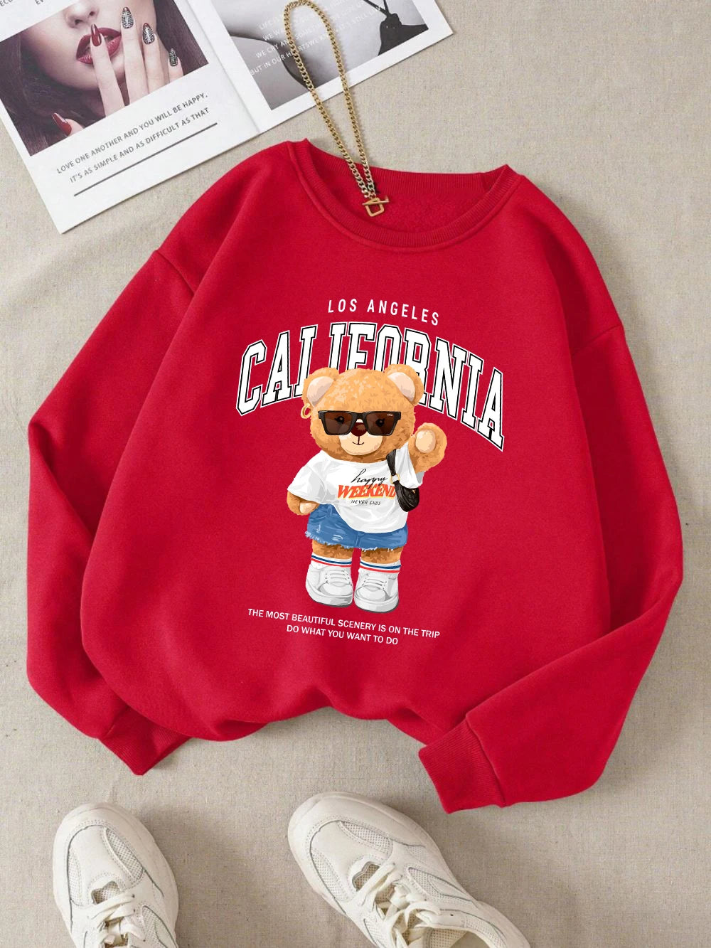 Womens Pullover California Letter Sweatshirt