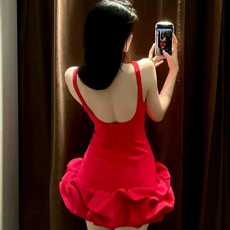 Elegant Lady Ruffles Sleeveless Dress