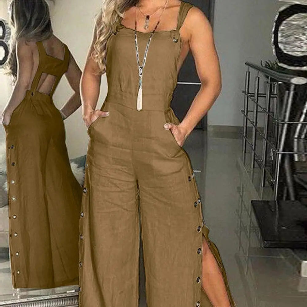 Women's Sleeveless Wide Leg Jumpsuit