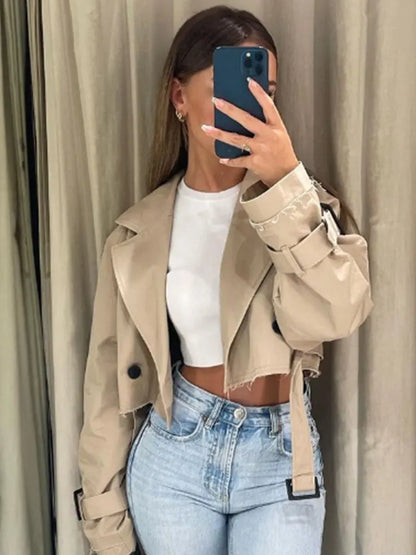 Belt Cropped Trench Jacket