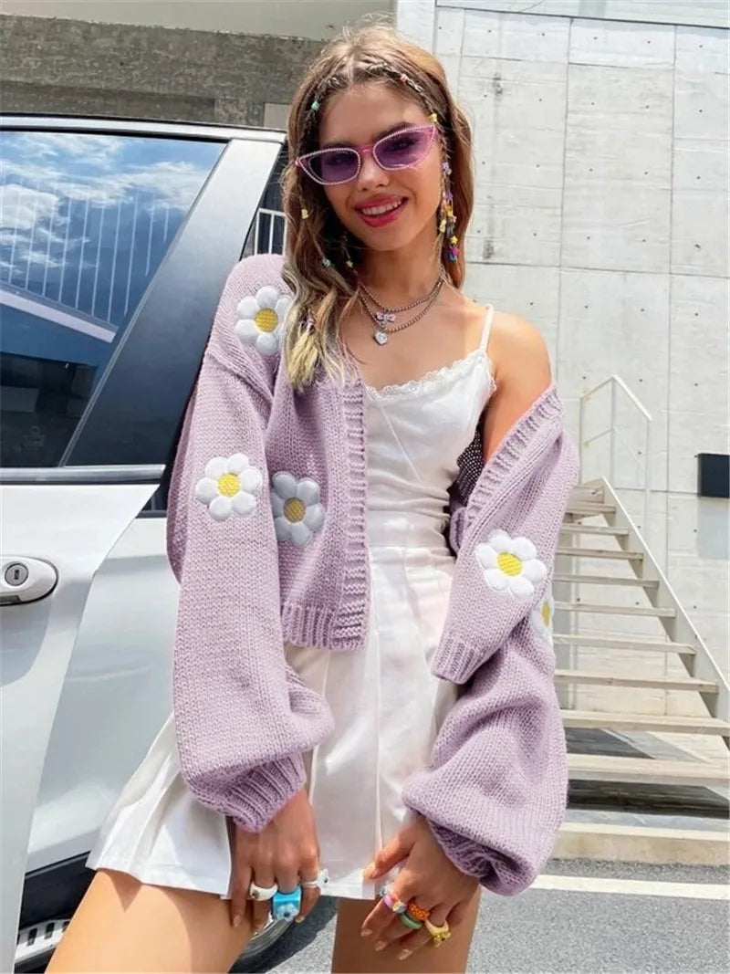 Women's Sweet Flower Cardigan