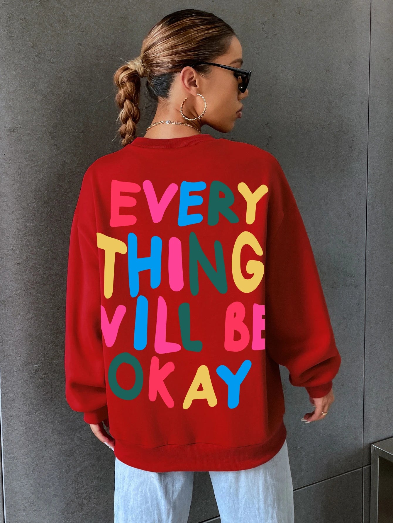 Women's Everything Will Be Okay Letter Printed Hoodie