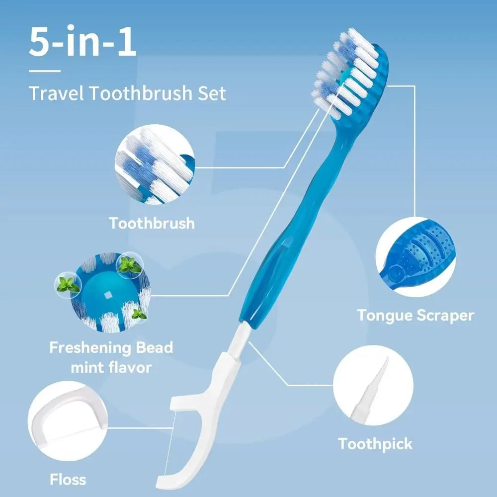 Mini Travel Toothbrush with Freshening Bead and Floss