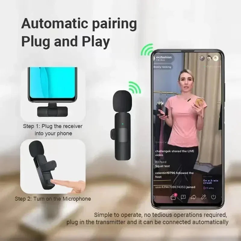 Wireless Microphone For iPhone Android Laptop