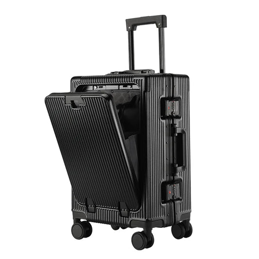 Front Opening Luggage With USB & Cup Holder