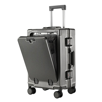 Front Opening Luggage With USB & Cup Holder