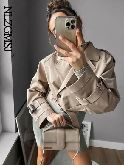 Belt Cropped Trench Jacket