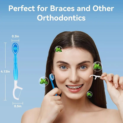 Mini Travel Toothbrush with Freshening Bead and Floss