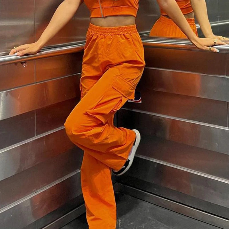 Orange Baggy Cargo Pants