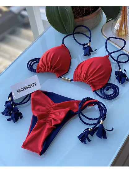 Women's Backless Rope Bikini
