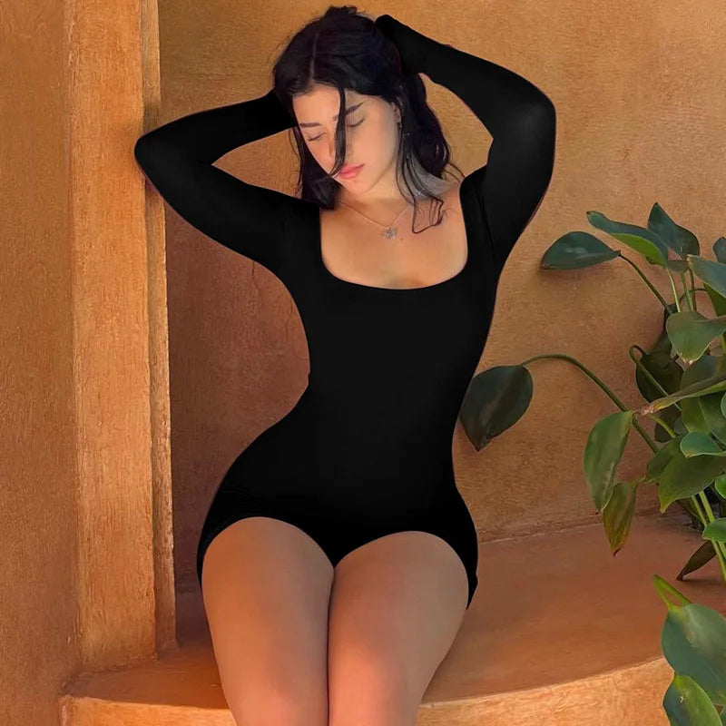 Women's Long-Sleeved Backless  Jumpsuit
