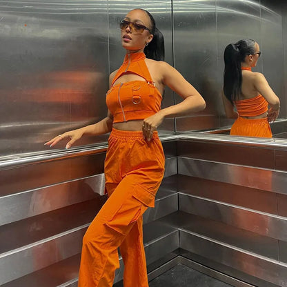 Orange Baggy Cargo Pants