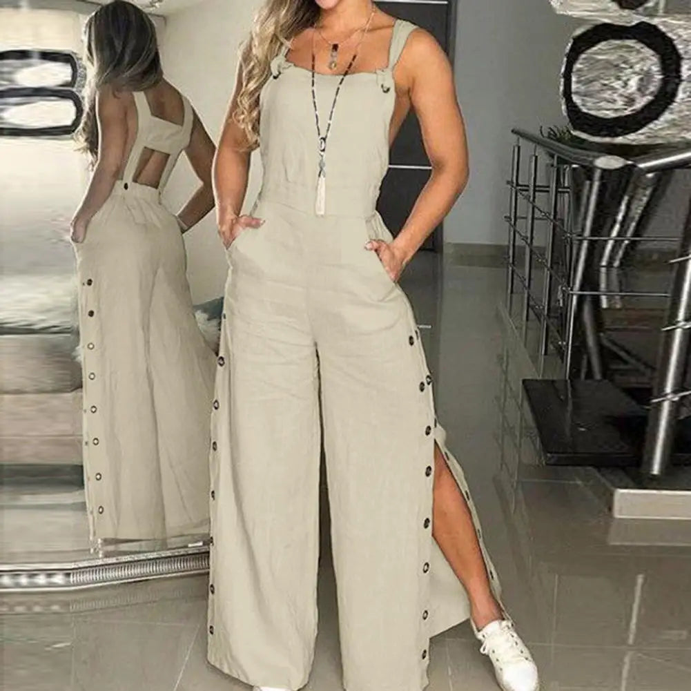 Women's Sleeveless Wide Leg Jumpsuit