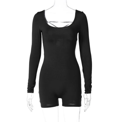Women's Long-Sleeved Backless  Jumpsuit