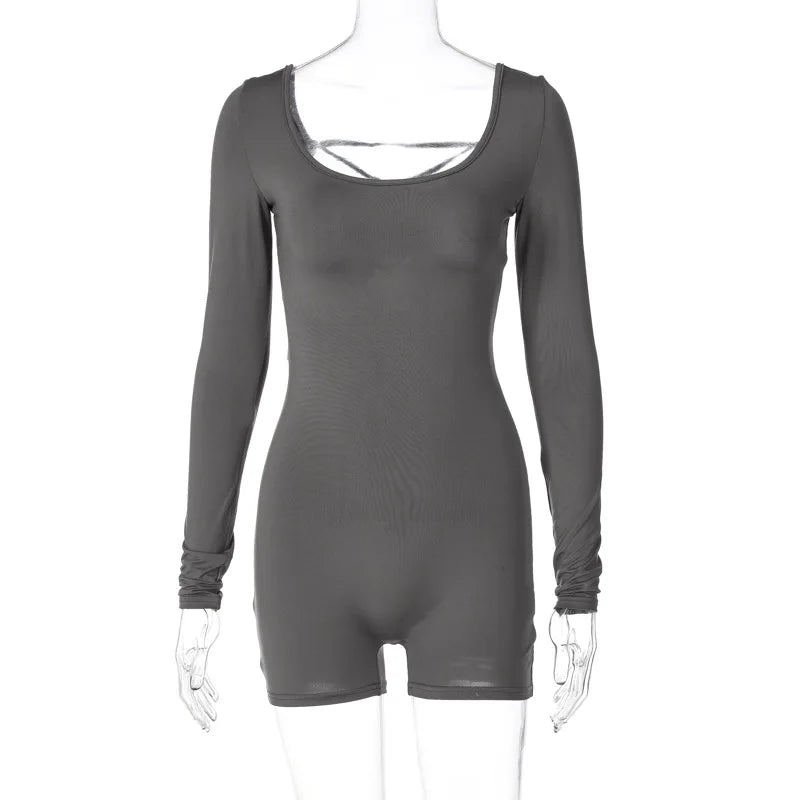 Women's Long-Sleeved Backless  Jumpsuit