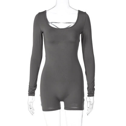 Women's Long-Sleeved Backless  Jumpsuit