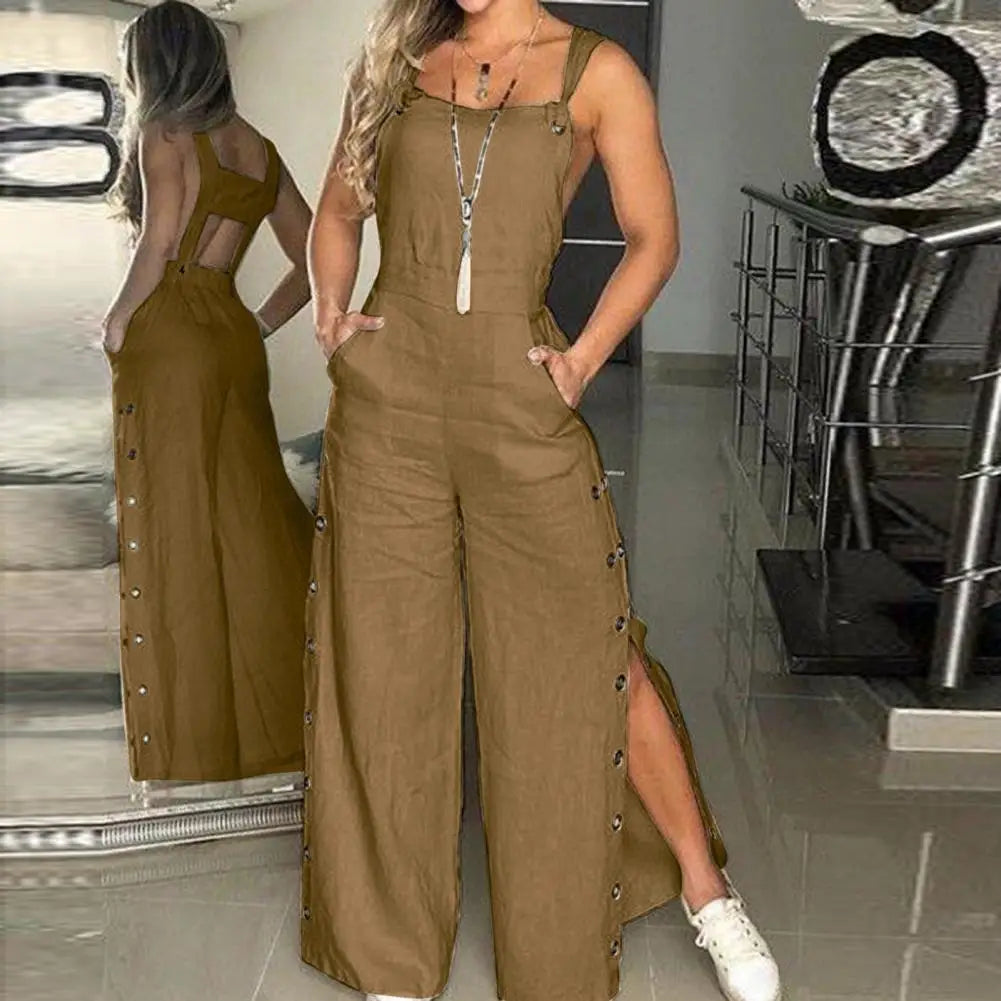 Women's Sleeveless Wide Leg Jumpsuit