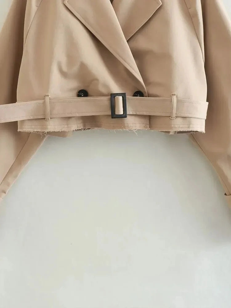 Belt Cropped Trench Jacket