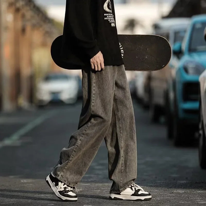 Men's Flower Printed Baggy Jeans