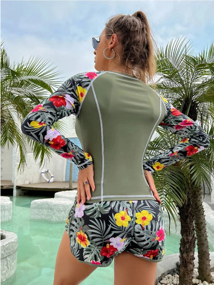 Women Tropical Print Bathing Suit