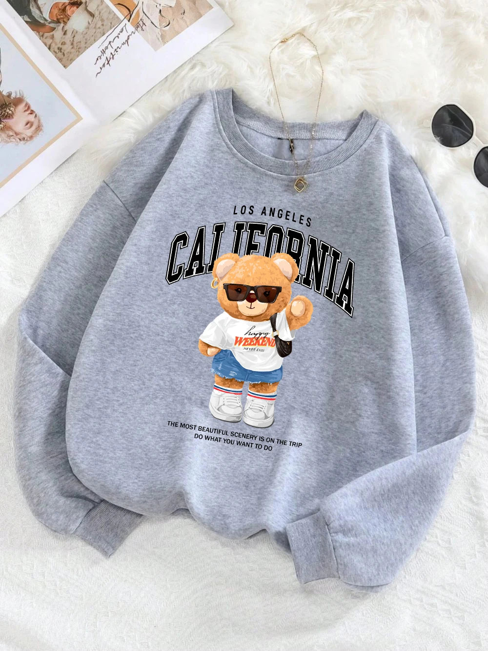 Womens Pullover California Letter Sweatshirt